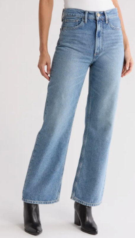 Allsaints Women's Size 29 Relaxed Fit Medium Wash High Rise Wide Leg Denim Jeans